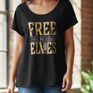 👛 (ANY 2/$20)HARRY POTTER Graphic Dobby with Gold Lettering SEE SiZE NOTE